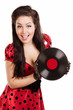 Photo: Pin-up girl with a plate Pin-up girl with a plate