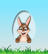 Hase guckt durch Osterei