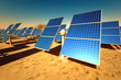 Sunny solar panels in a solar power station