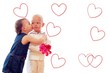 Foto: girl kissing sailor with flowers girl kissing sailor with flowers