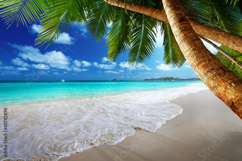 Photo: beach at Prtaslin island, Seychelles beach at Prtaslin island, Seychelles