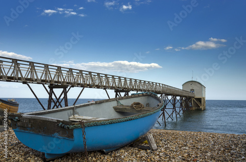 Photo: Blue Fishing Boat at Selsey Bill Lifeboat Station Blue Fishing Boat at Selsey Bill Lifeboat Station