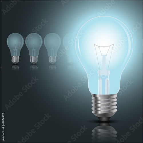 Illustration: One Light bulb turn on One Light bulb turn on