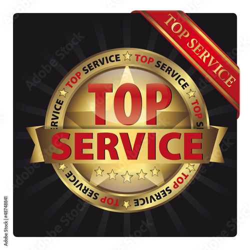 Vector: Top Service - Goldvignette mit Schleife Top Service - Goldvignette mit Schleife