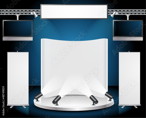 Vector: Vector Blank trade exhibition stand with roll up banner Vector Blank trade exhibition stand with roll up banner