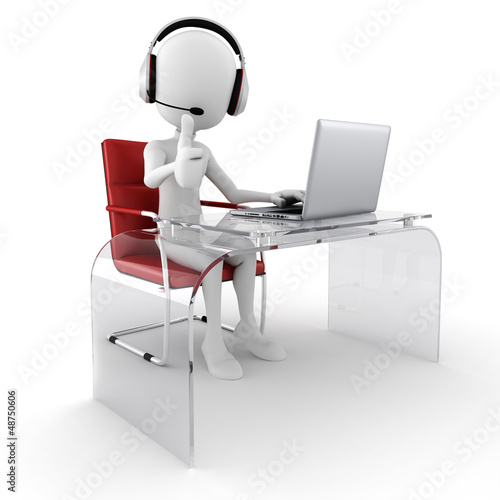 Illustration: 3d man call center ready to help 3d man call center ready to help