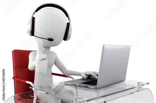 Illustration: 3d man call center ready to help 3d man call center ready to help