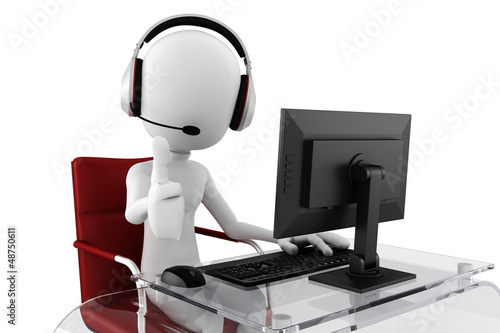 Illustration: 3d man call center ready to help 3d man call center ready to help
