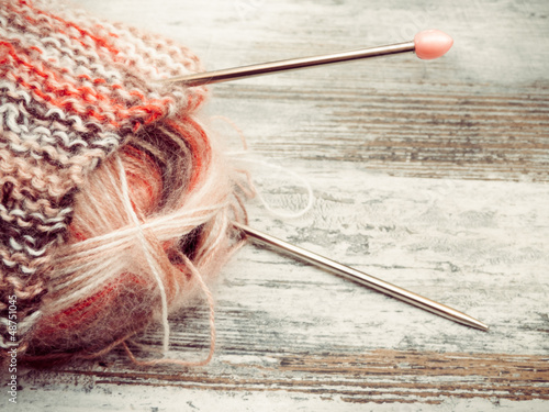 Photo: Knitwork with Needles Knitwork with Needles