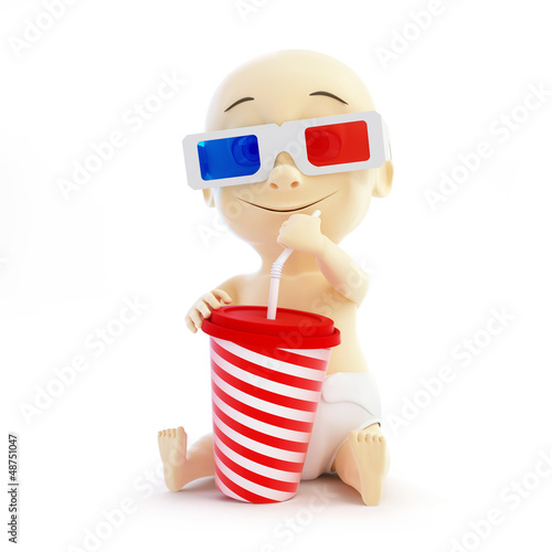 Illustration: baby 3d cinema glasses on black background baby 3d cinema glasses on black background