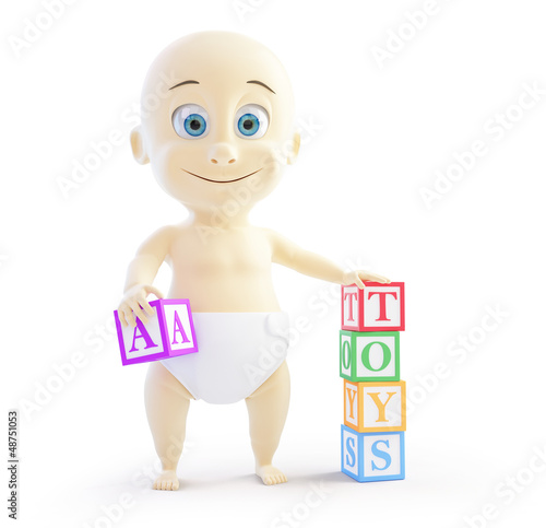 Illustration: baby 3d alphabet blocks on a white background baby 3d alphabet blocks on a white background
