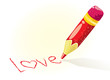 Vector colorful pencil writing LOVE