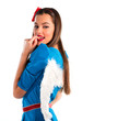 Beautiful woman angel over a white background