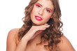 Woman with bright makeup