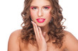 Woman with bright makeup