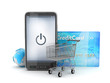 Mobile technology in shopping - concept illustration