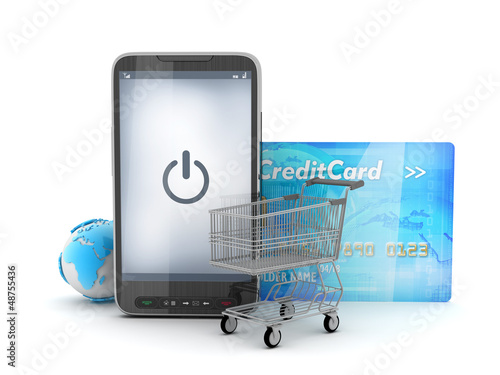 Illustration: Mobile technology in shopping - concept illustration Mobile technology in shopping - concept illustration