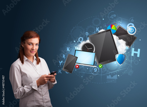 Photo: Pretty lady browsing on her smartphone Pretty lady browsing on her smartphone