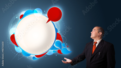Photo: businessman presenting abstract modern copy space businessman presenting abstract modern copy space