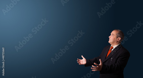 Photo: businessman gesturing with copy space businessman gesturing with copy space