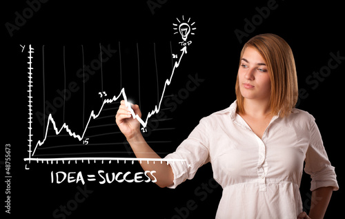 Photo: Woman drawing graph on whiteboard Woman drawing graph on whiteboard