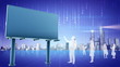 Blank billboard and business people