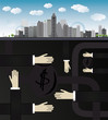 shadow economy illustration. Hand, giving money