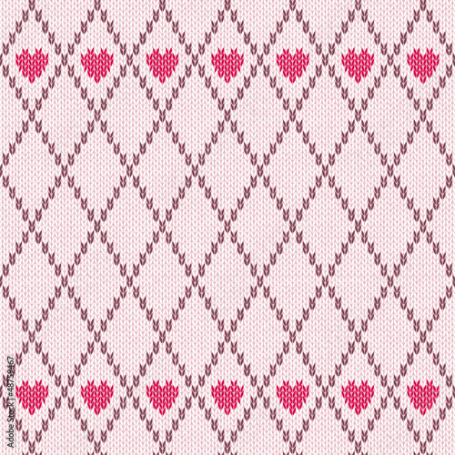 Vector: Style Seamless Pink Brown White Color Knitted Pattern Style Seamless Pink Brown White Color Knitted Pattern