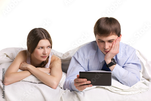 Photo: man, woman and computer man, woman and computer