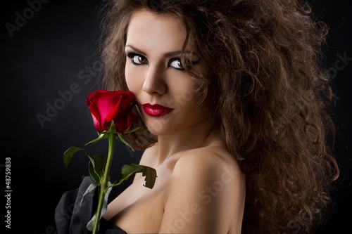 Photo: portrait of a girl with rose portrait of a girl with rose