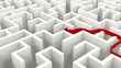 Red arrow moves in a labyrinth. Seamless loop.