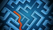 Red arrow moves in a labyrinth. Seamless loop.