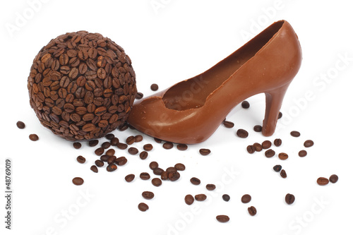 Photo: shoe made of chocolate and coffee beans shoe made of chocolate and coffee beans