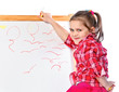 girl standing at the blackboard, isolated