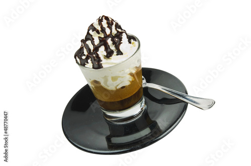 Photo: hot coffee with milk cream and chocolate pieces hot coffee with milk cream and chocolate pieces
