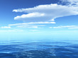 Illustration: blue sky leaving for horizon above a blue surface of the sea blue sky leaving for horizon above a blue surface of the sea