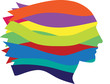 Symbolic woman face made of multi-color ribbons