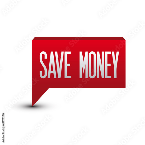 Vector: Save money red button speech bubble Save money red button speech bubble