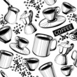 Seamless hand drawn coffee pattern