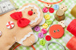 Sewing set and handmade gingerbread man from textile