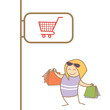 Vector: cartoon character of woman enjoy shopping cartoon character of woman enjoy shopping