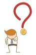 cartoon character of business man thinking about money