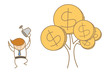 cartoon character of business man happy with his money tree