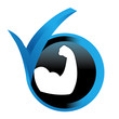 muscles sur bouton validé bleu