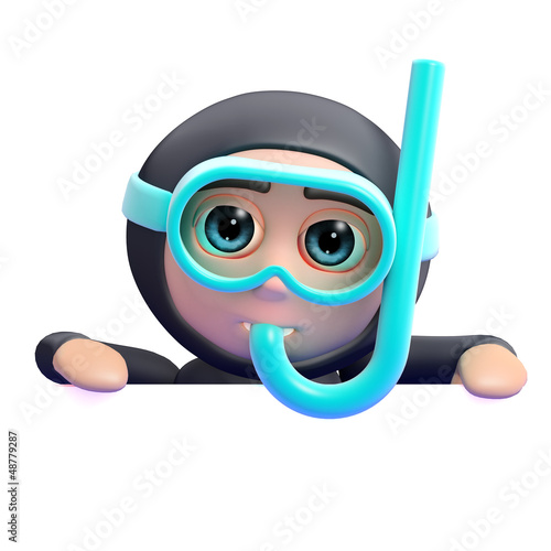 Illustration: Scuba guy looks over a blank space Scuba guy looks over a blank space