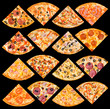 pizza quarters set, isolated
