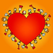 Valentine card frame of doodle children with love hearts