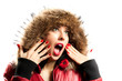 Foto: Young woman wearing furry hood Young woman wearing furry hood