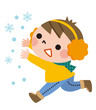 雪遊びする男の子