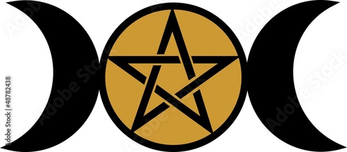 Vector: Wicca Mond - Pentakel - Pentagramm - Göttin Symbol Wicca Mond - Pentakel - Pentagramm - Göttin Symbol